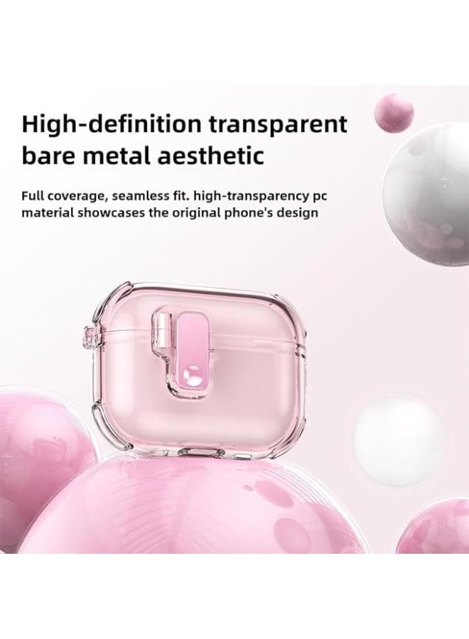 for Airpods Pro 2 Case,Safety Lock Cases for Apple Airpod Pro 2 with Phone Stand Drop Protection Air pods Pro2 Case Cover for Men Women with Keychain (Clear Pink) - Image 4